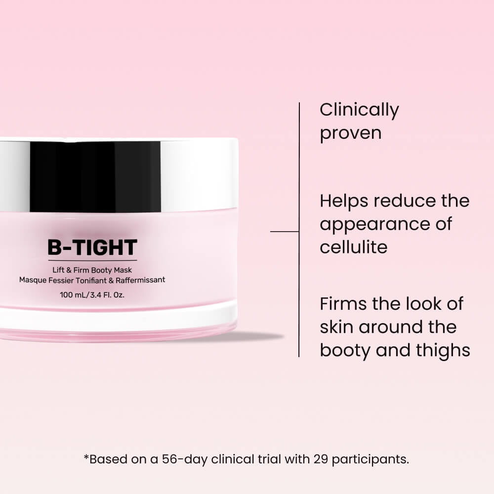 MAËLYS B-TIGHT Lift & Firm Booty Mask - Skin Tightening & Firming Cream for Booty & Thighs - Cellulite Cream with Caffeine & Brazilian Peppertree - Butt Mask for Smooth-Looking Skin (3.4 Fl Oz)