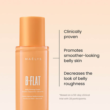 MAËLYS B-FLAT Belly Firming Cream for Women - Skin Tightening & Moisturizing Treatment with Shea Butter & Bentonite Clay - Smooths Look of Stretch Marks - Postpartum Body Care (3.4 Fl Oz)