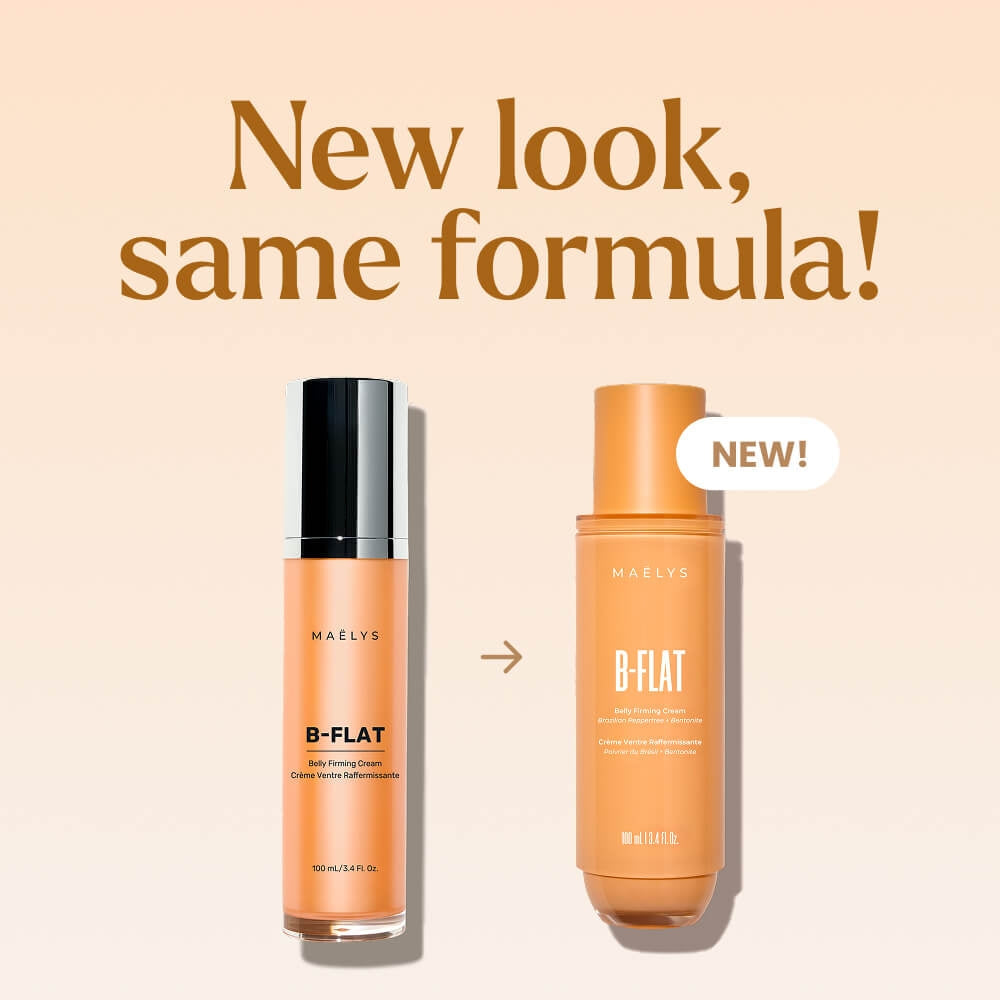 MAËLYS B-FLAT Belly Firming Cream for Women - Skin Tightening & Moisturizing Treatment with Shea Butter & Bentonite Clay - Smooths Look of Stretch Marks - Postpartum Body Care (3.4 Fl Oz)